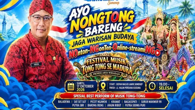 Kepala Diskominfo Sumenep, Indra Wahyudi, mengajak generasi muda mempromosikan Festival Musik Tong-Tong se-Madura 2026 melalui gerakan Nongtong Bareng di media sosial. (Foto: Media Center Kabupaten Sumenep)
