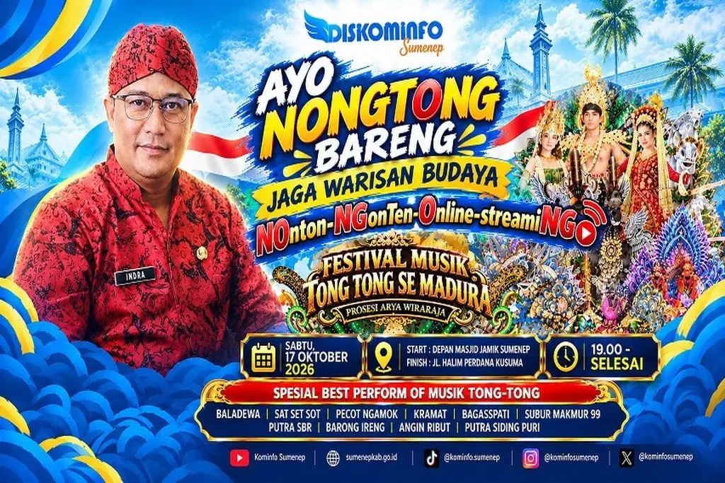 Kepala Diskominfo Sumenep, Indra Wahyudi, mengajak generasi muda mempromosikan Festival Musik Tong-Tong se-Madura 2026 melalui gerakan Nongtong Bareng di media sosial. (Foto: Media Center Kabupaten Sumenep)