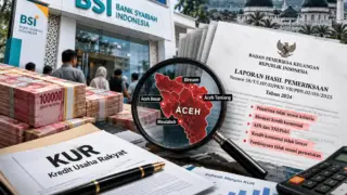 Ilustrasi penyaluran Kredit Usaha Rakyat (KUR) Bank Syariah Indonesia. Hasil pengelompokan data lampiran pemeriksaan BPK RI Tahun 2024 mengidentifikasi 1.953 entri pembiayaan di Aceh yang berkaitan dengan subsidi margin senilai Rp8,55 miliar dan ketidaksesuaian kriteria penerima. Foto: Ilustrasi/INFONUSANTARA.ID.