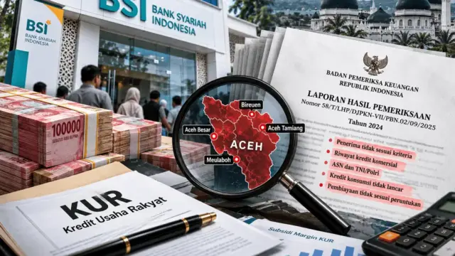 Ilustrasi penyaluran Kredit Usaha Rakyat (KUR) Bank Syariah Indonesia. Hasil pengelompokan data lampiran pemeriksaan BPK RI Tahun 2024 mengidentifikasi 1.953 entri pembiayaan di Aceh yang berkaitan dengan subsidi margin senilai Rp8,55 miliar dan ketidaksesuaian kriteria penerima. Foto: Ilustrasi/INFONUSANTARA.ID.
